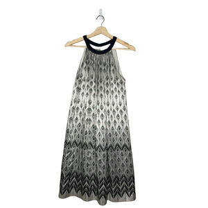 SLEEVELESS embellished print dress womens size S maggie london gray black silky
